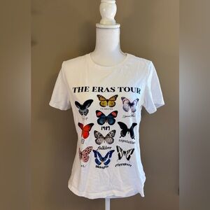 Taylor Swift White Graphic Tee with Butterfly Designs